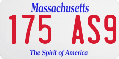 MA license plate 175AS9