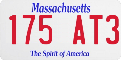 MA license plate 175AT3