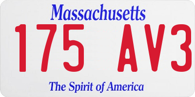 MA license plate 175AV3