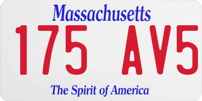 MA license plate 175AV5