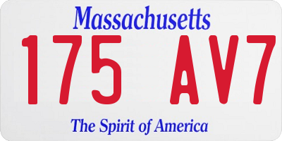 MA license plate 175AV7