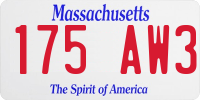 MA license plate 175AW3
