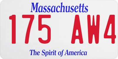 MA license plate 175AW4
