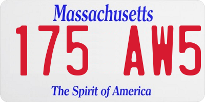 MA license plate 175AW5