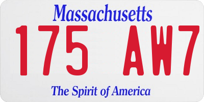 MA license plate 175AW7