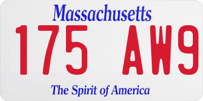 MA license plate 175AW9