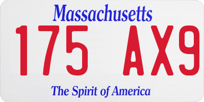 MA license plate 175AX9