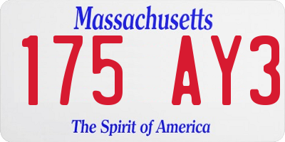 MA license plate 175AY3