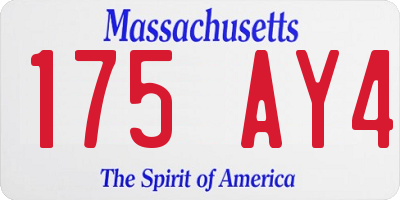 MA license plate 175AY4