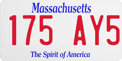 MA license plate 175AY5