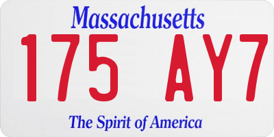 MA license plate 175AY7