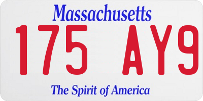 MA license plate 175AY9