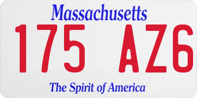 MA license plate 175AZ6