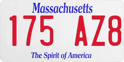 MA license plate 175AZ8
