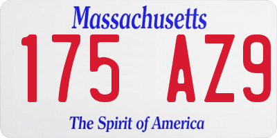 MA license plate 175AZ9