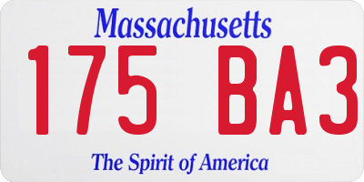 MA license plate 175BA3