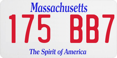 MA license plate 175BB7
