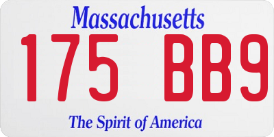 MA license plate 175BB9