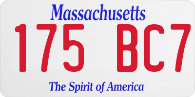 MA license plate 175BC7
