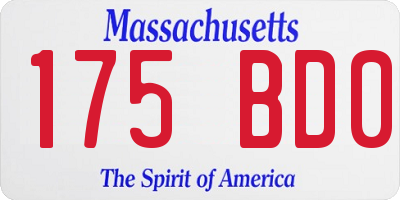 MA license plate 175BD0
