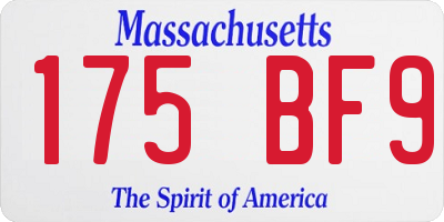 MA license plate 175BF9