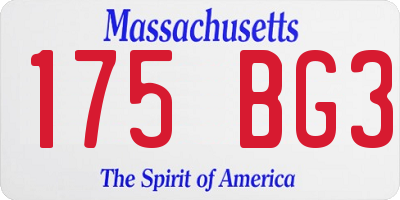 MA license plate 175BG3