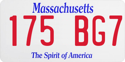 MA license plate 175BG7