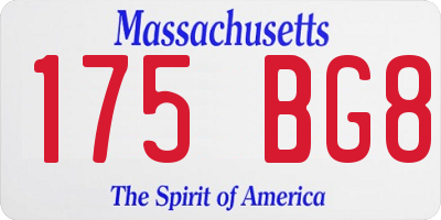 MA license plate 175BG8