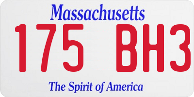 MA license plate 175BH3