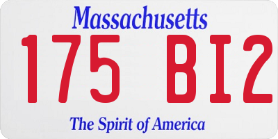 MA license plate 175BI2