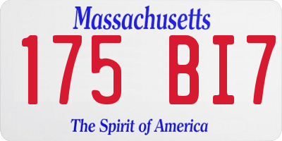 MA license plate 175BI7