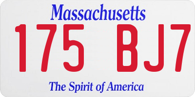 MA license plate 175BJ7