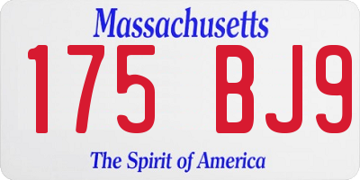MA license plate 175BJ9