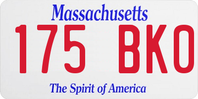 MA license plate 175BK0