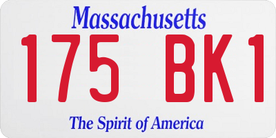 MA license plate 175BK1