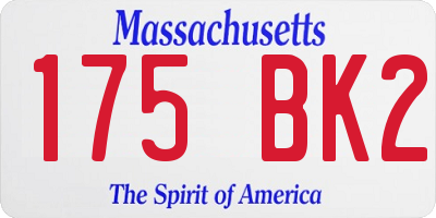 MA license plate 175BK2