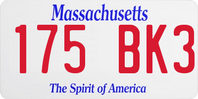 MA license plate 175BK3