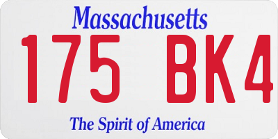 MA license plate 175BK4