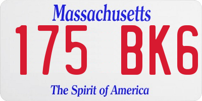 MA license plate 175BK6