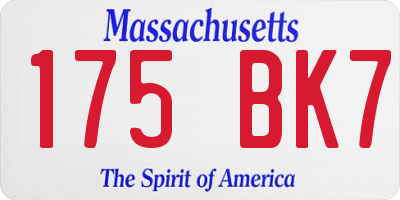 MA license plate 175BK7