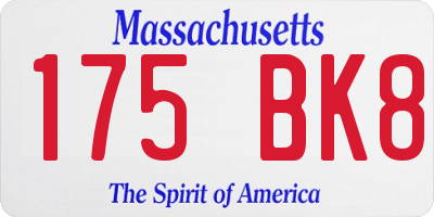 MA license plate 175BK8