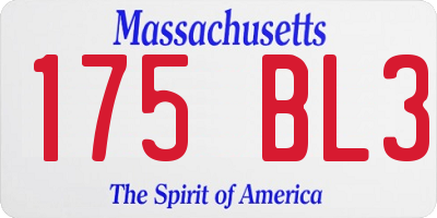 MA license plate 175BL3
