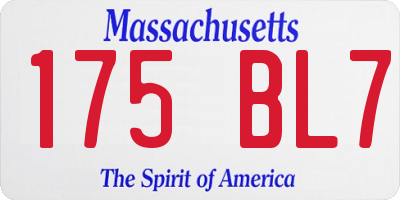 MA license plate 175BL7
