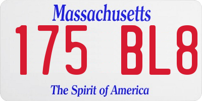 MA license plate 175BL8