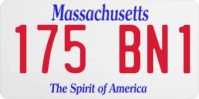 MA license plate 175BN1