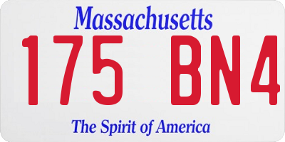 MA license plate 175BN4