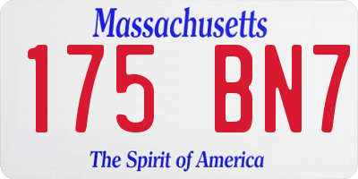 MA license plate 175BN7