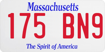 MA license plate 175BN9