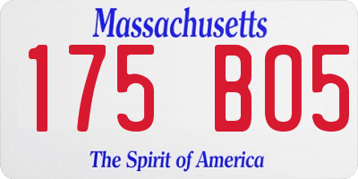 MA license plate 175BO5