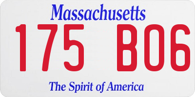 MA license plate 175BO6